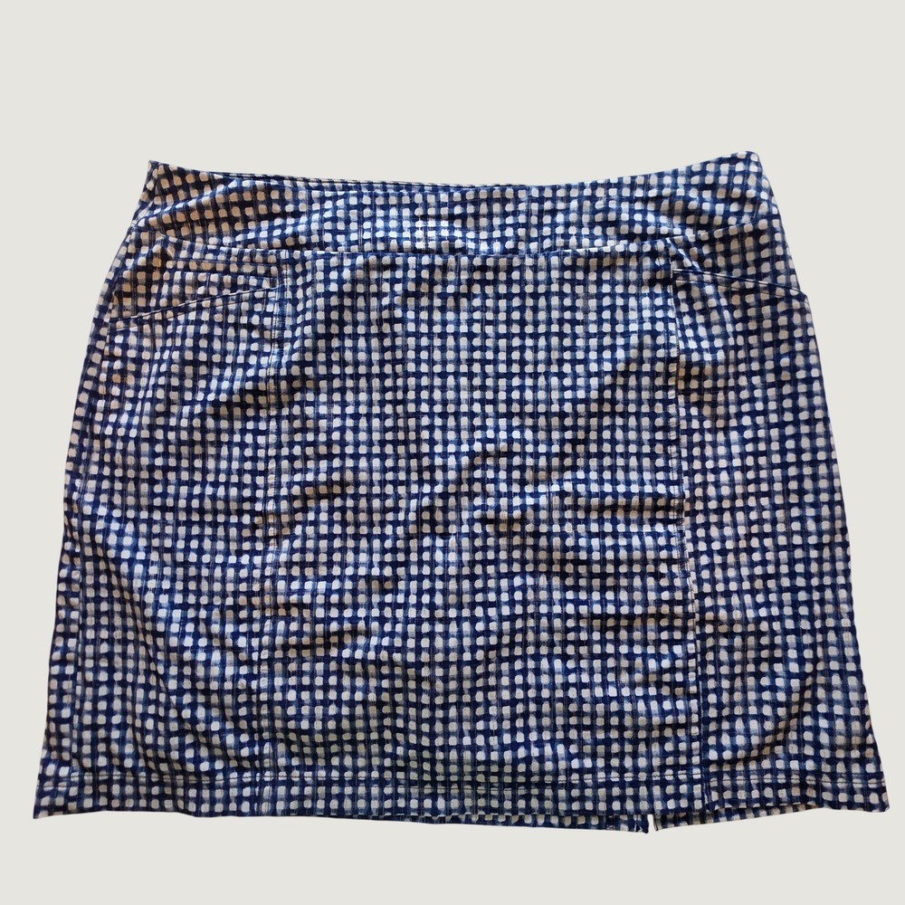 Chico's Zenergy Skort Navy Blue White Gingham Golf Tennis Pickleball Athletic